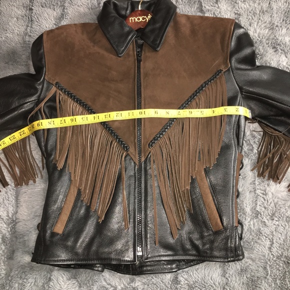 VINTAGE NWT Genuine Buffalo Leather Motorcycle Jacket Womens Brn/Blk Small - Picture 12 of 16